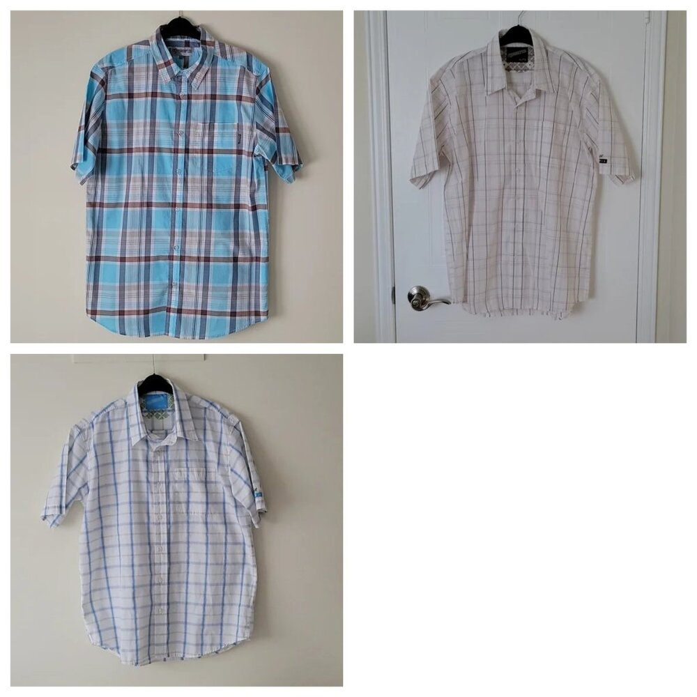 Ripzone Men's Short Sleeve Plaid Shirts- Size XL- Bundle of 3